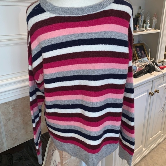 Court & Rowe Striped Wool Blend Sweater Pink White Black Size Small - Picture 4 of 6